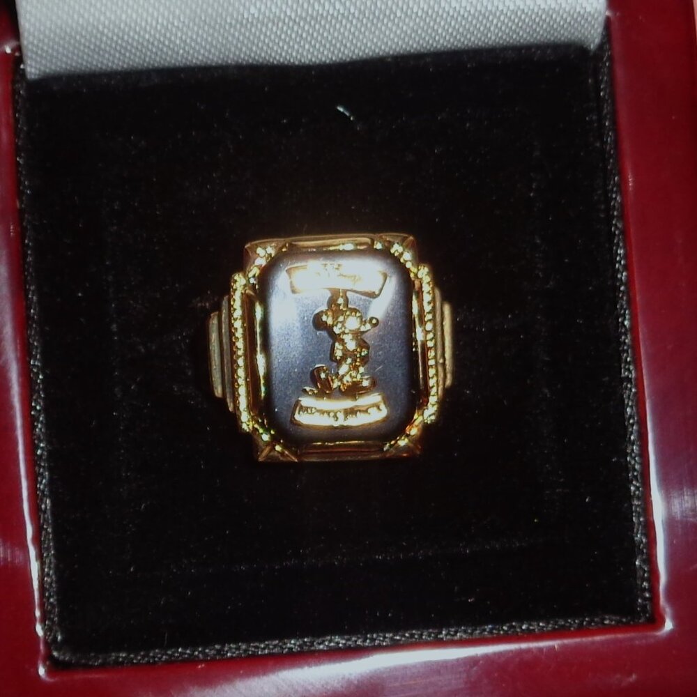 XRARE-NEW BRADFORD/DISNEY MICKEY 18K GOLD/BLACK ONYX RING-85 ANNIVERSARY
